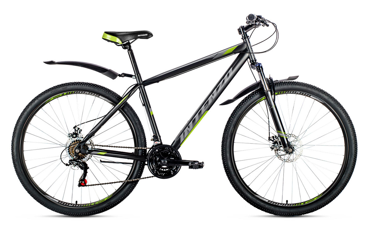 Фотография Велосипед Intenzo FORSAGE 27.5" 2021, размер L, Черно-зеленый